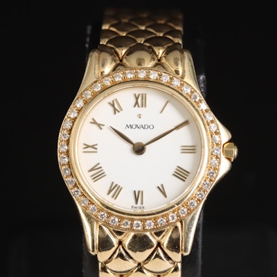 14K Movado Diamond Quartz Wristwatch