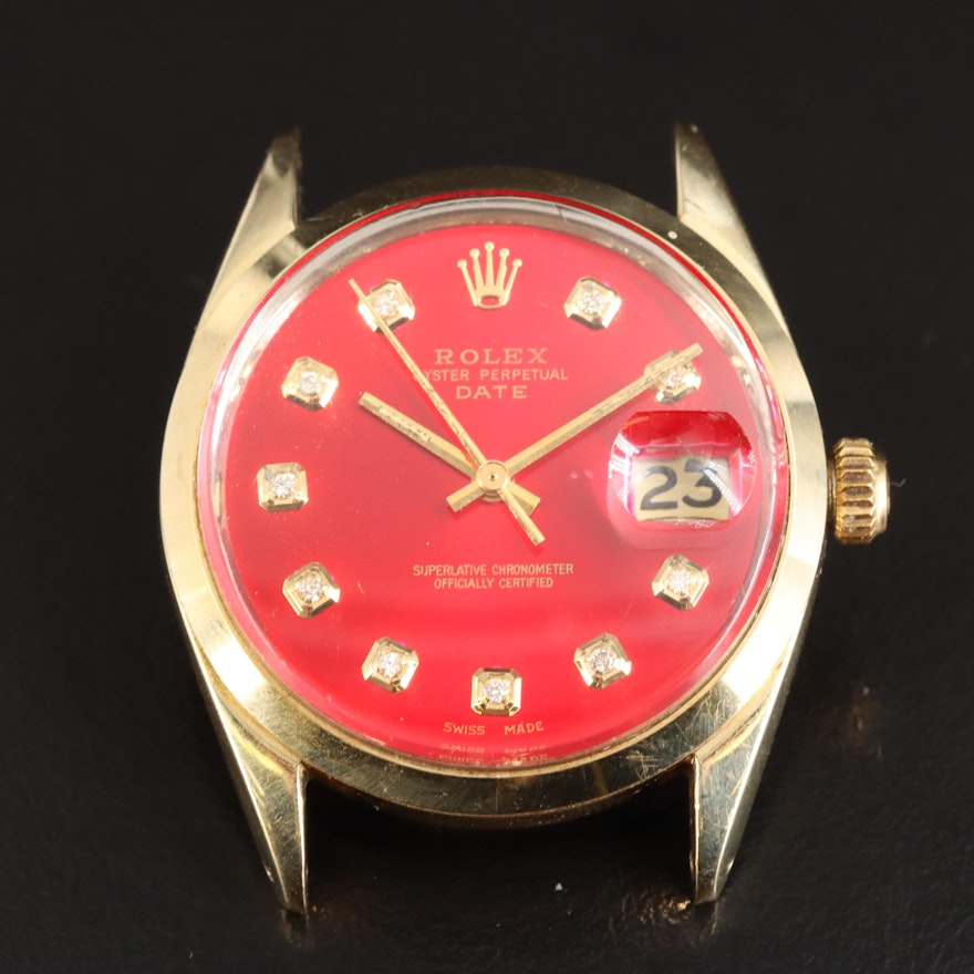 1972 Gold Shell and Diamond Rolex Oyster Perpetual Date Wristwatch