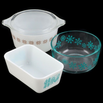 Pyrex "Butterprint" Mini Loaf Pan with Pyrex Casserole and Storage Bowl