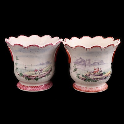 Pair of French Faience Cache Pots