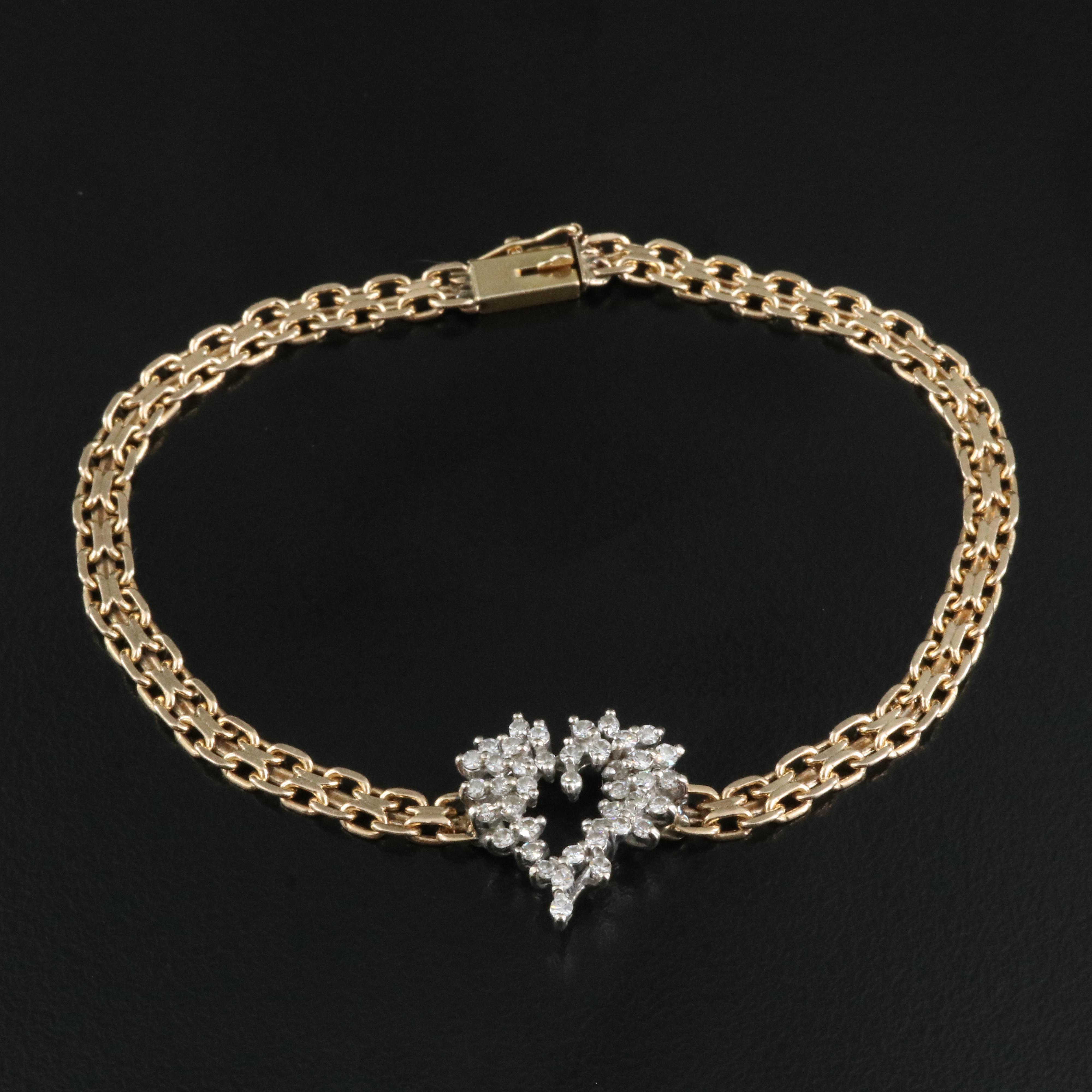 14K Diamond Heart Bracelet EBTH