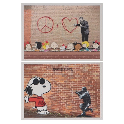 Death NYC Pop Art Graphic Prints of Banksy and Peanuts, 2022