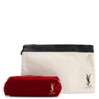 Yves Saint Laurent YSL Promotional Beauté Pouch in Canvas and in Velvet