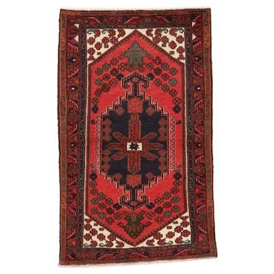 3'2 x 5'5 Hand-Knotted Persian Zanjan Rug, Circa 1980s