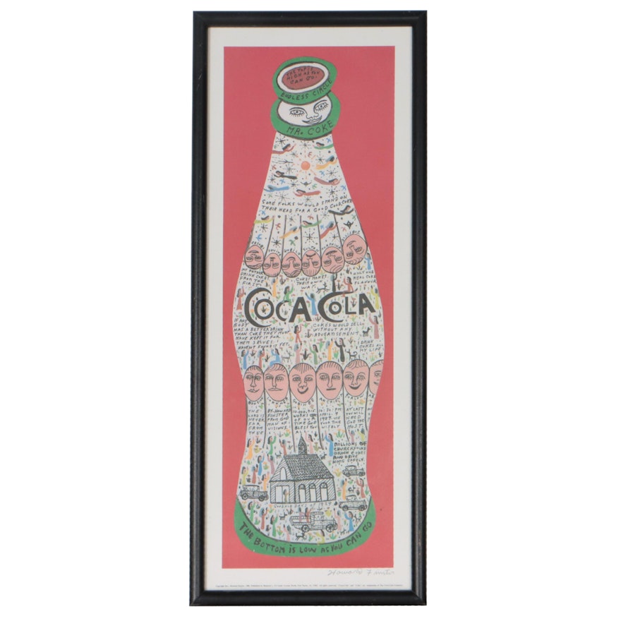 Howard Finster Offset Lithograph of Coca Cola, Late 20th Century