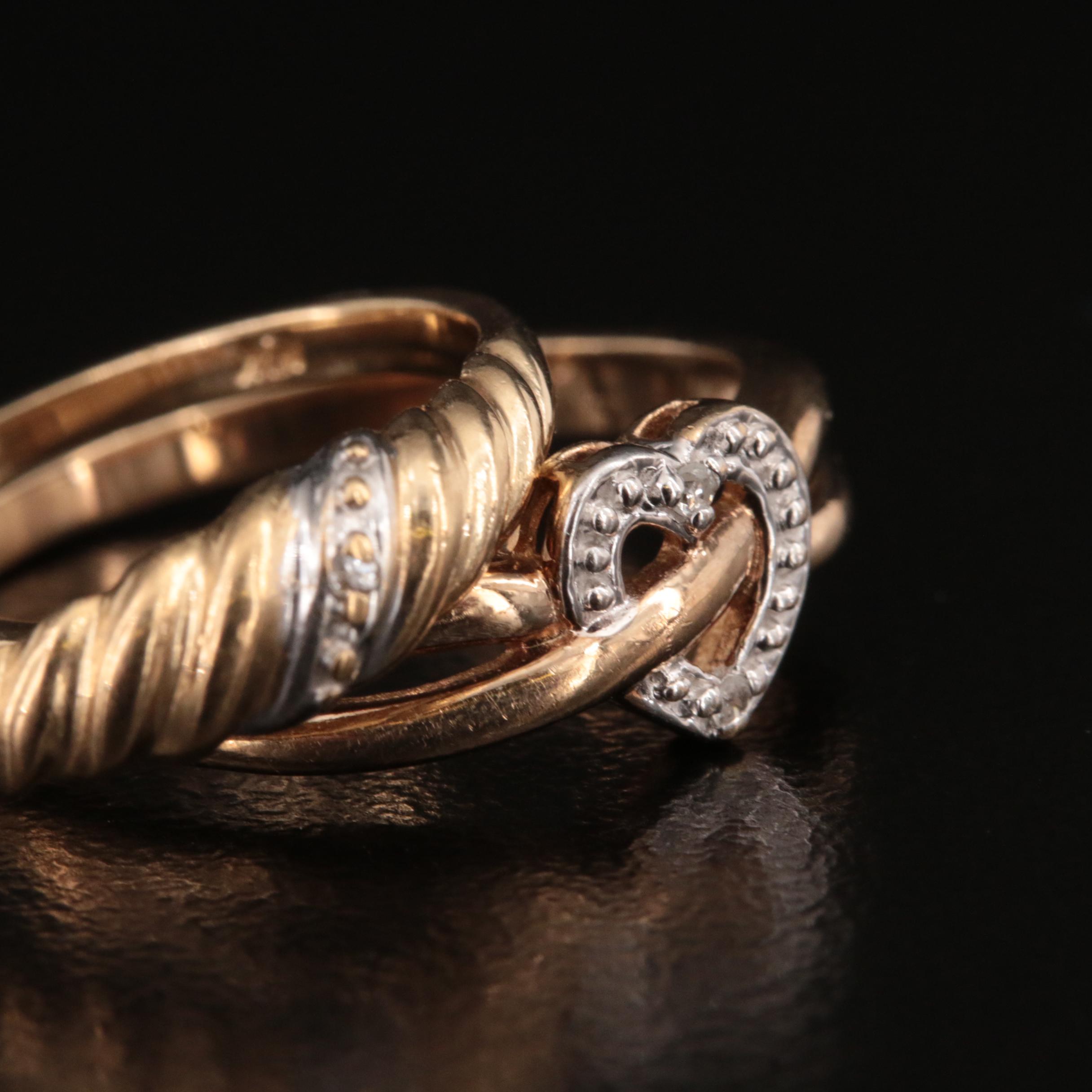 Pairing of Michael Anthony 10K Rings with Diamonds Totaling 0.02 CTW | EBTH
