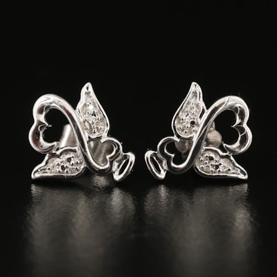 Sterling Diamond Open Heart Angel Earrings