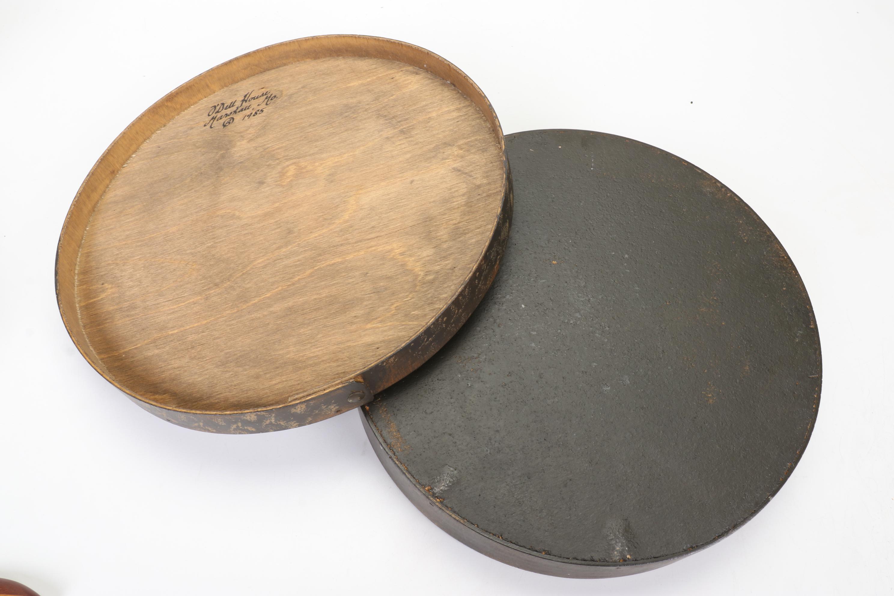 Long Matchstick Holder, Round Lidded Box, Carved Wood Letter Opener