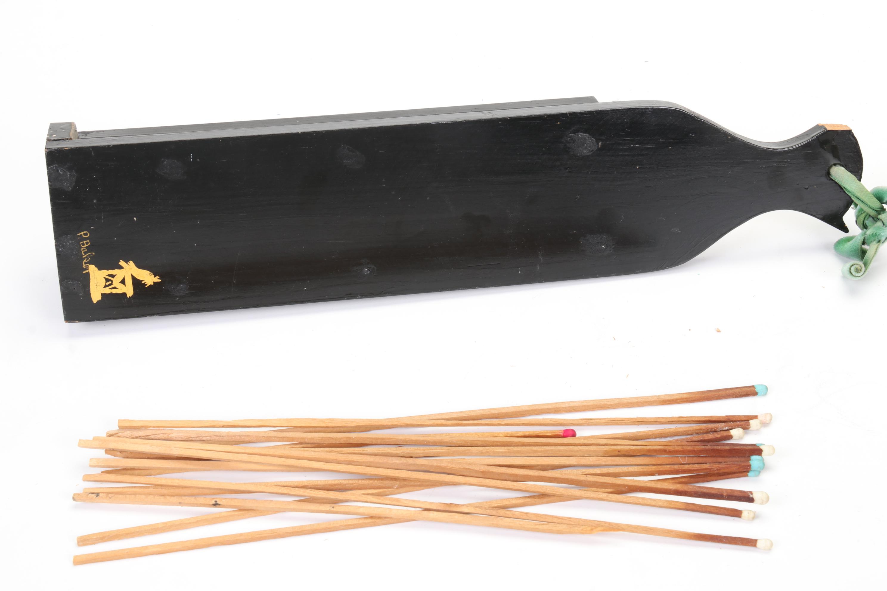 Long Matchstick Holder, Round Lidded Box, Carved Wood Letter Opener