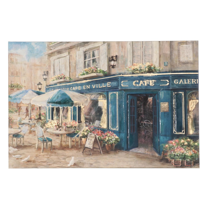 Embellished Giclée of Terrace Cafe, 21st Century