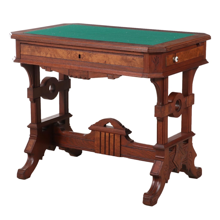 Victorian Renaissance-Revival Writing/Library Table with Adjustable Top
