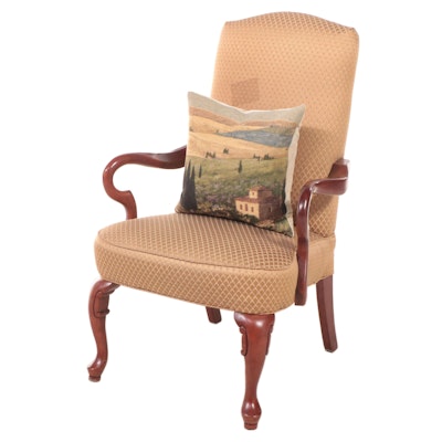 Best Chairs Inc. Queen Anne Style Custom-Upholstered Hardwood Armchair