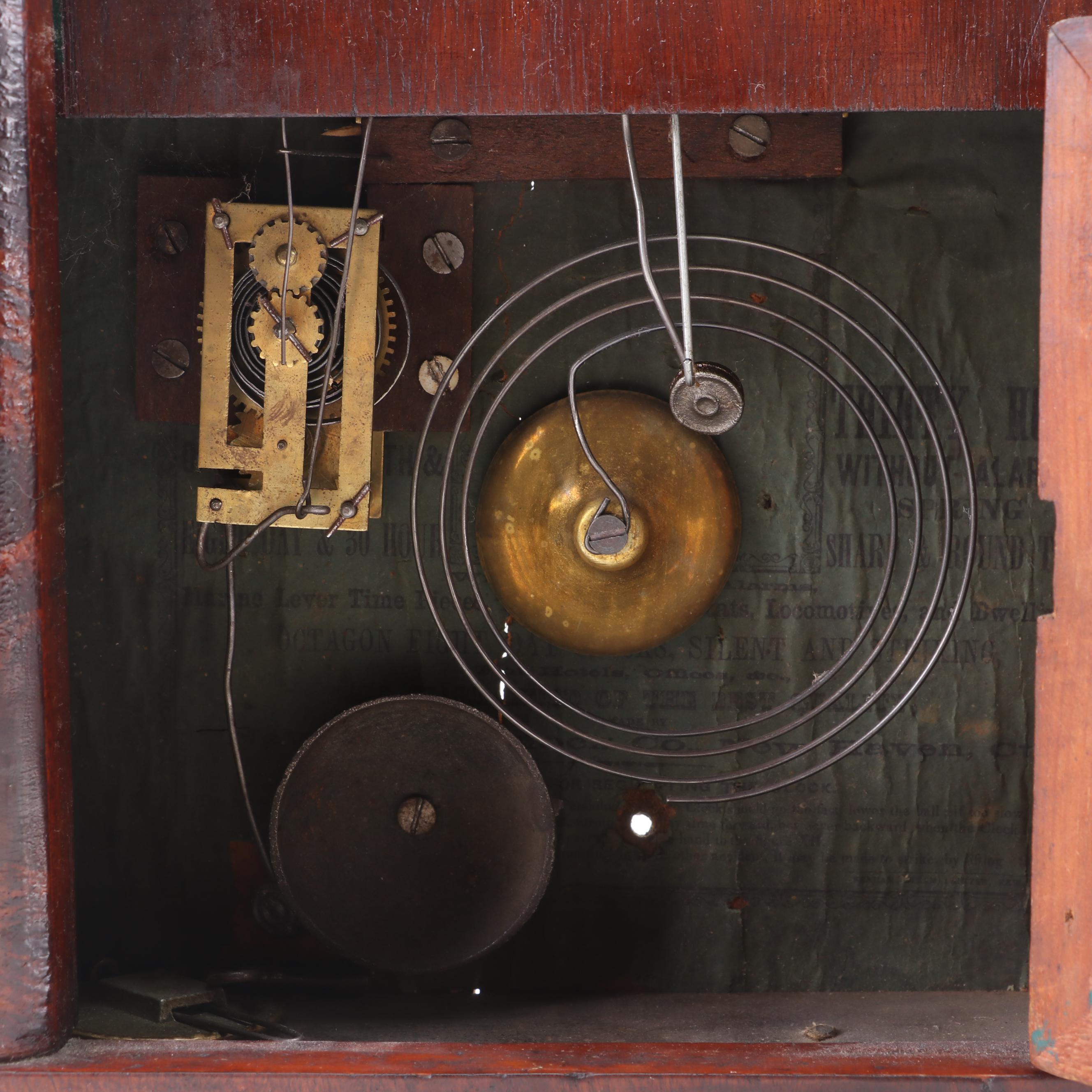 New Haven Clock Co. Beehive Pendulum Clock with Framed Color Lithograph