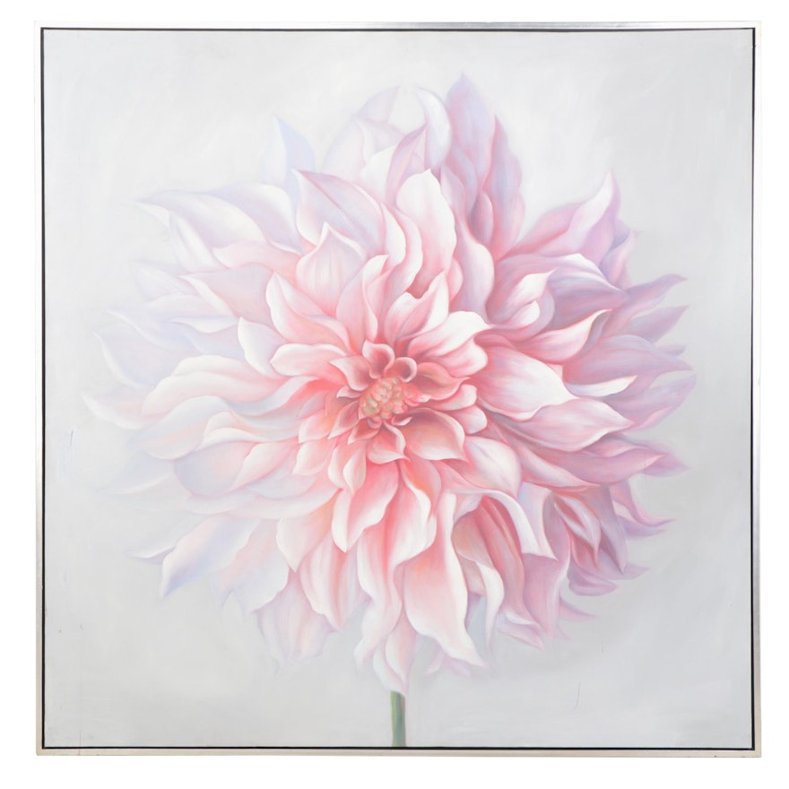 Large-Scale Oil Painting of Dahlia, 21st Century