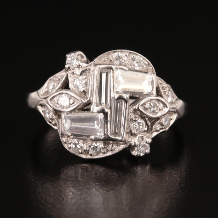 Platinum 1.18 CTW Diamond Cluster Ring