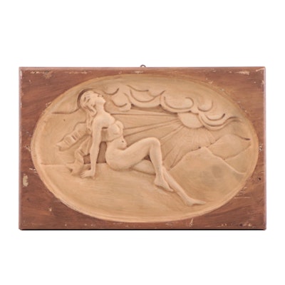 Figural Carved Wooden Plaque, Early 20th Century