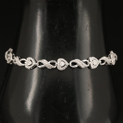 Sterling Diamond Heart and Infinity Bracelet