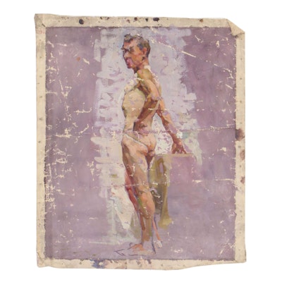R. P. McClelland Oil Painting of Nude Figural Study, Mid-Late 20th Century