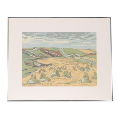 Landscape Serigraph After Ruth Pawson, Late 20th Century
