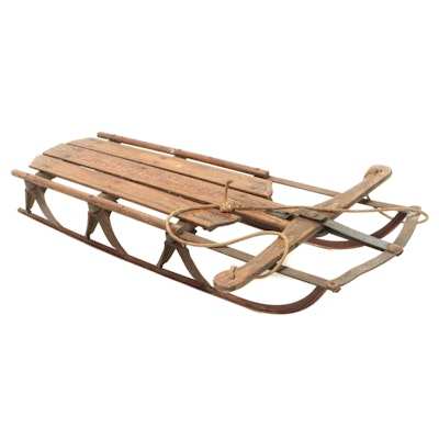 Fleetwing Racer 210 Wooden Snow Sled, Early 20th Century