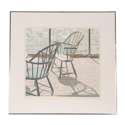 Javier Lange Serigraph of Chairs "Double Windsor"