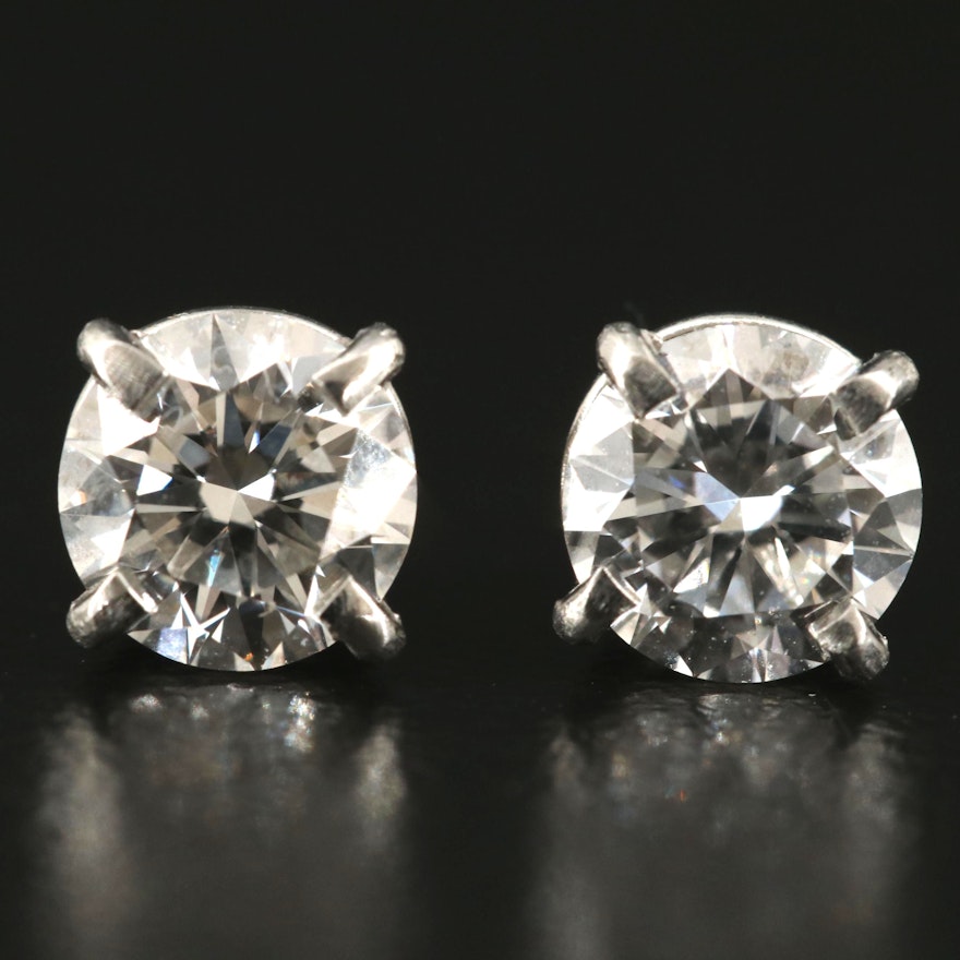 Platinum 1.42 CTW Lab Grown Diamond Stud Earrings with IGI Reports