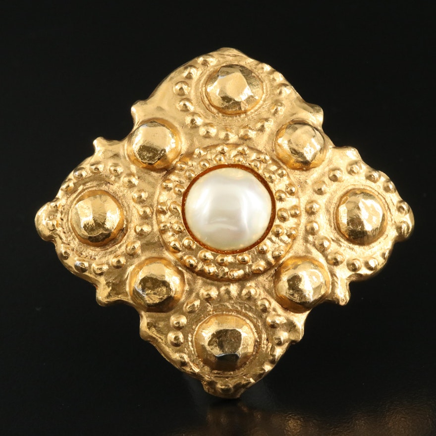 Chanel Faux Pearl Brooch with Branded Box