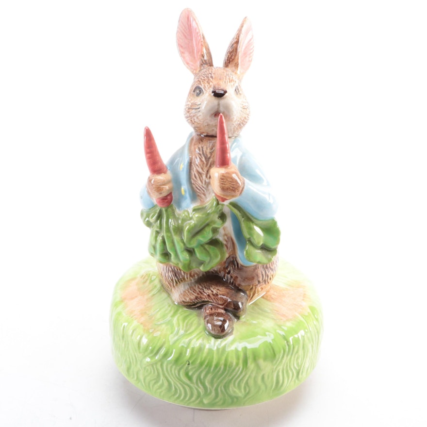 Schmid Beatrix Potter Peter Rabbit Ceramic Musical Figurine, Late 20th Century