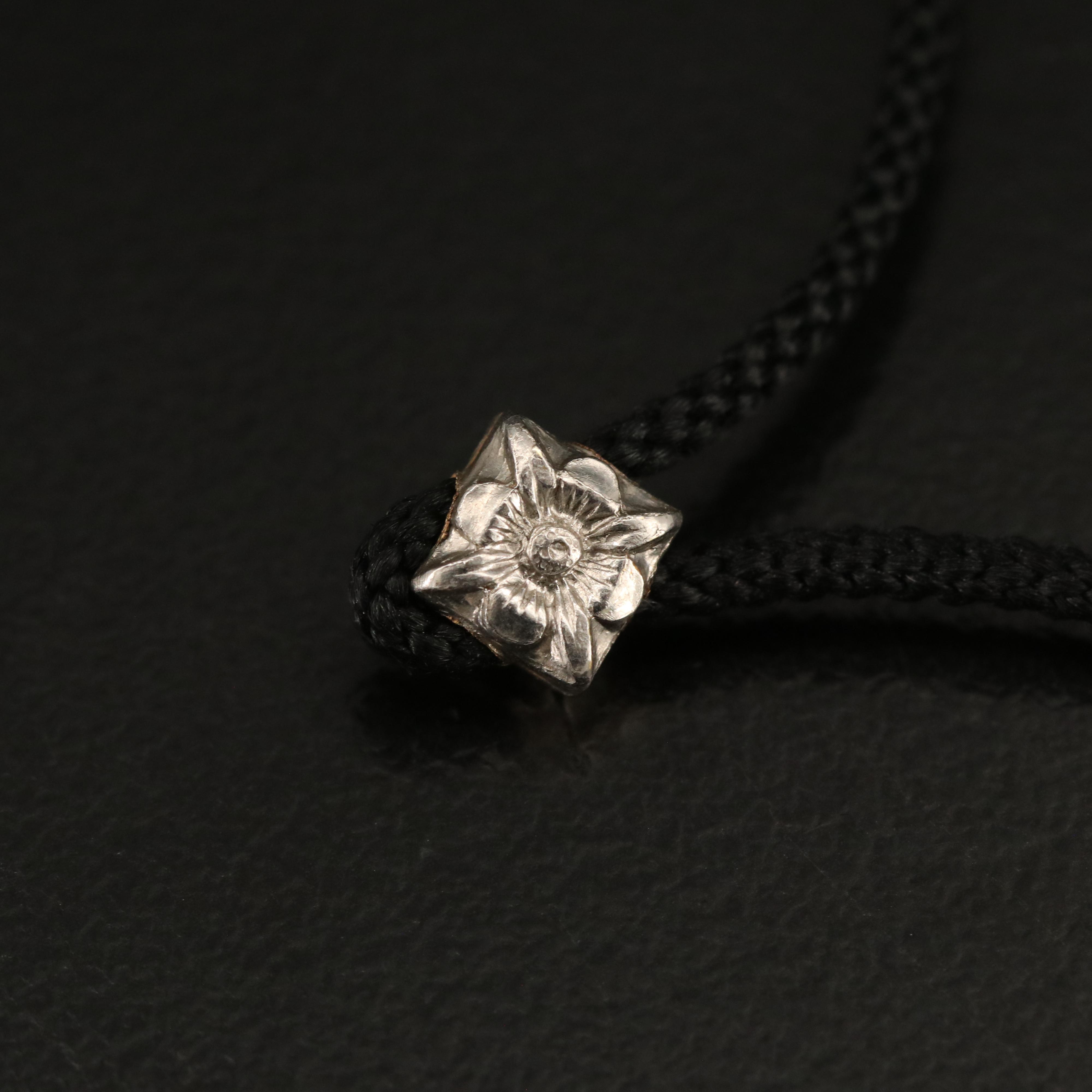 Platinum Enamel Peacock Pendant on Cord Necklace EBTH