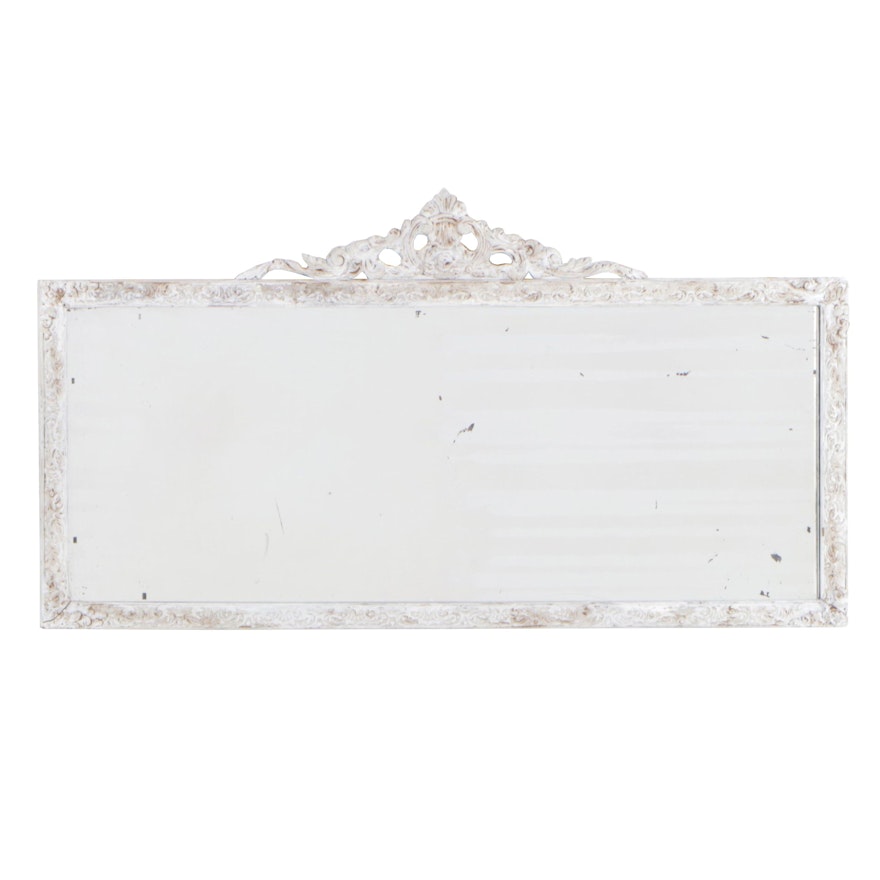 Rococo Revival White-Painted Overmantel Mirror, Early 20th Century