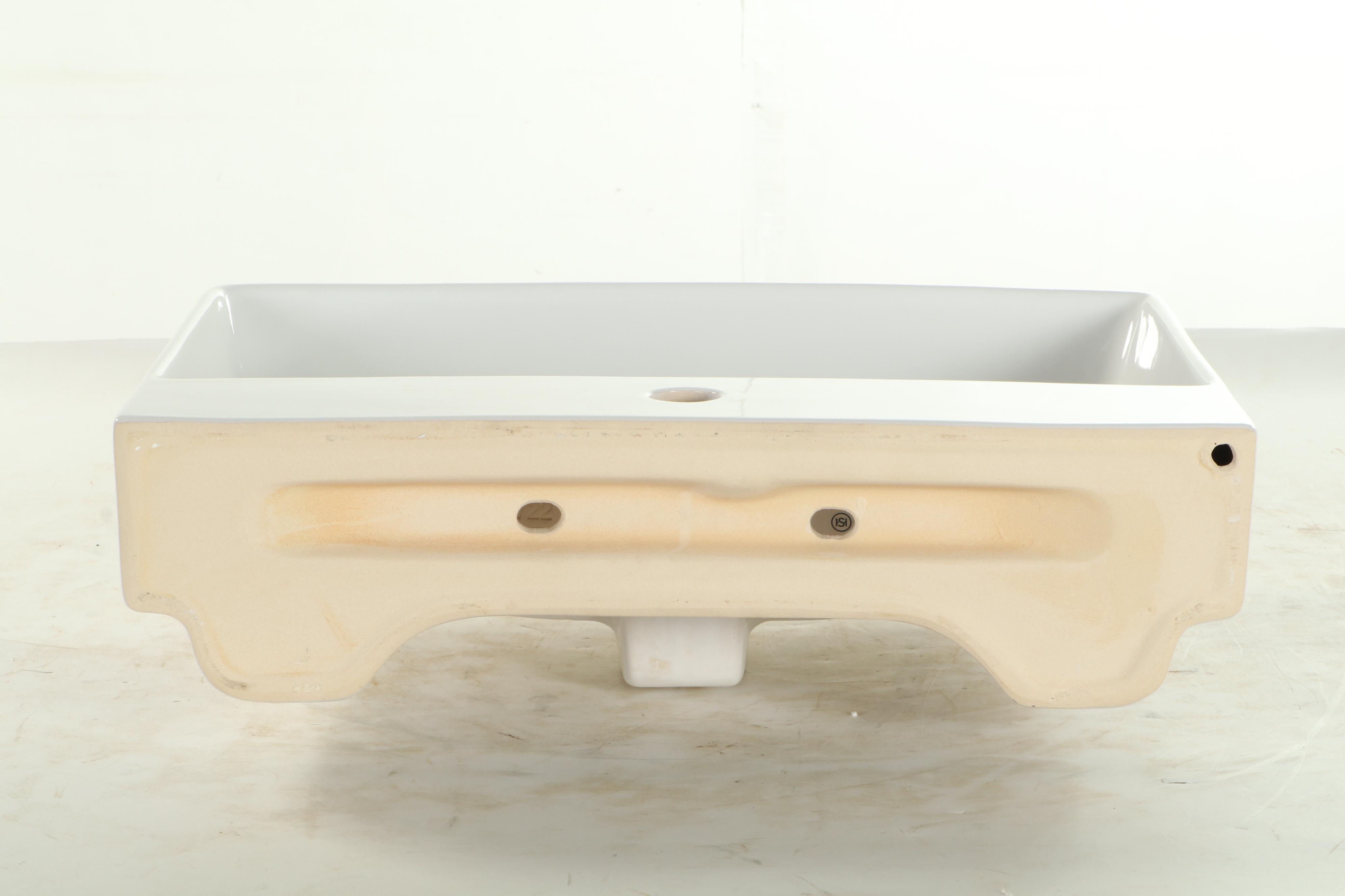 Porcelain Pedestal Sink with Oil Rubbed Bronze Faucet and PopUp Drain