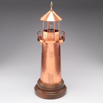Artisan Made Copper Lighthouse Table Lamp, Mid to Late 20th Century