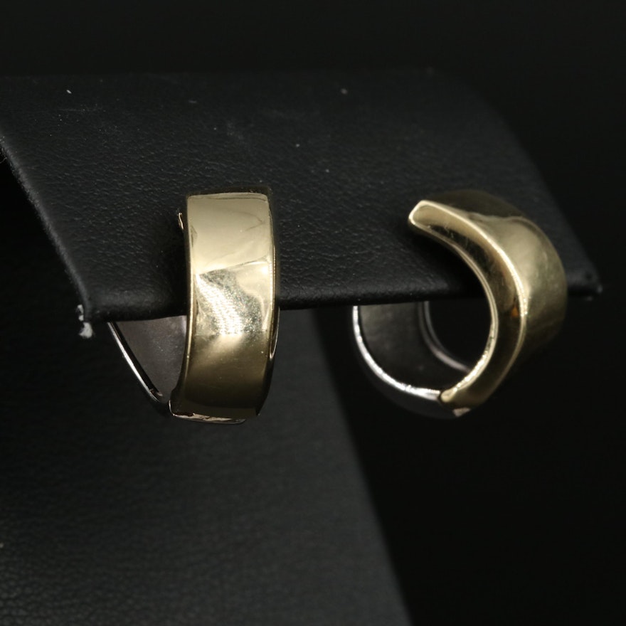 14K Two-Tone Sculptural Reversible Hoop Earrings