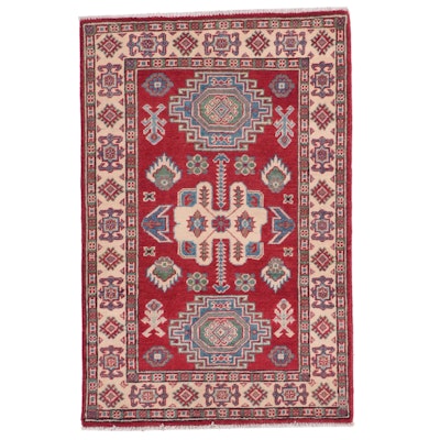 2'8 x 4'2 Hand-Knotted Afghan Kazak-Style Accent Rug