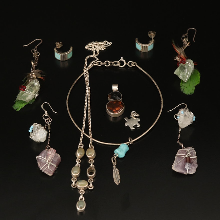 Fire Agate, Quartz and Sterling Featured in Jewelry Selection