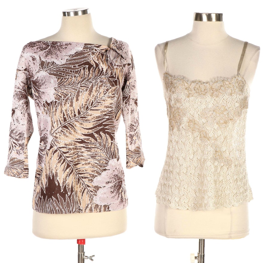 St. John Couture and st. John Evening Embellished Knit Top and Lace Camisole