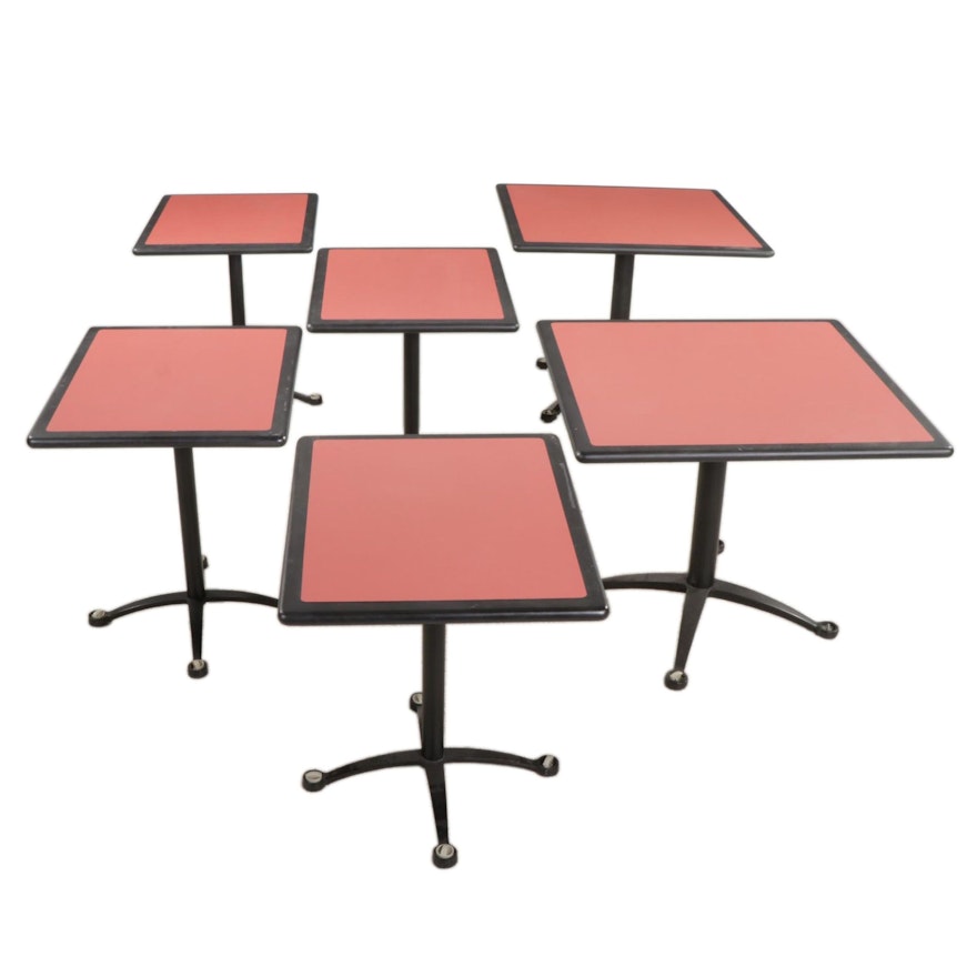 Six Falcon Metal Pedestal Base Square and Rectangular Top Multi-Purpose Tables