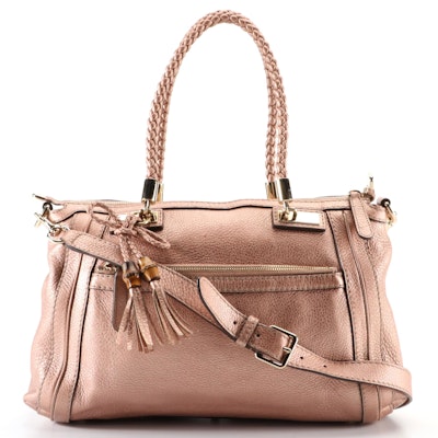 Gucci Small Bella Two-Way Bag in Metallic Grain Leather w/Strap