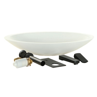 Matte Resin Vessel Sink with Matte Black Wall-Mount Faucet and Pop-Up Drain