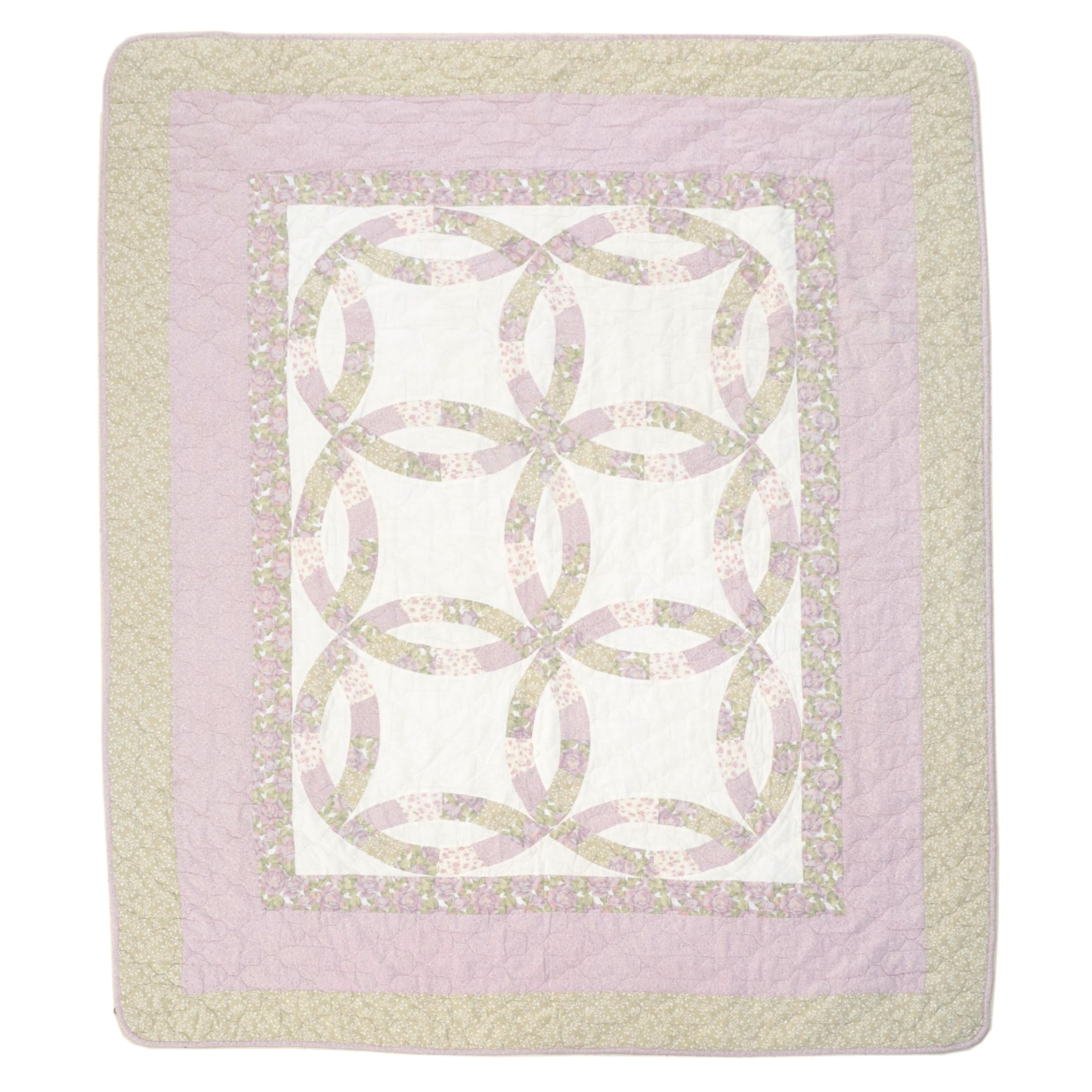 Handmade Wedding Ring Quilt, Late 20th Century EBTH