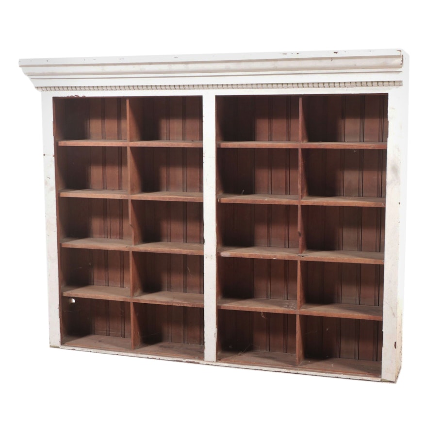 Neoclassical Style White-Painted and Beadboard Library Bookcase