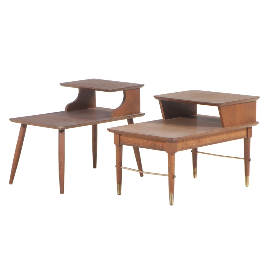 Two Mid Century Modern Tiered Side Tables, Mid to Late 20th C.