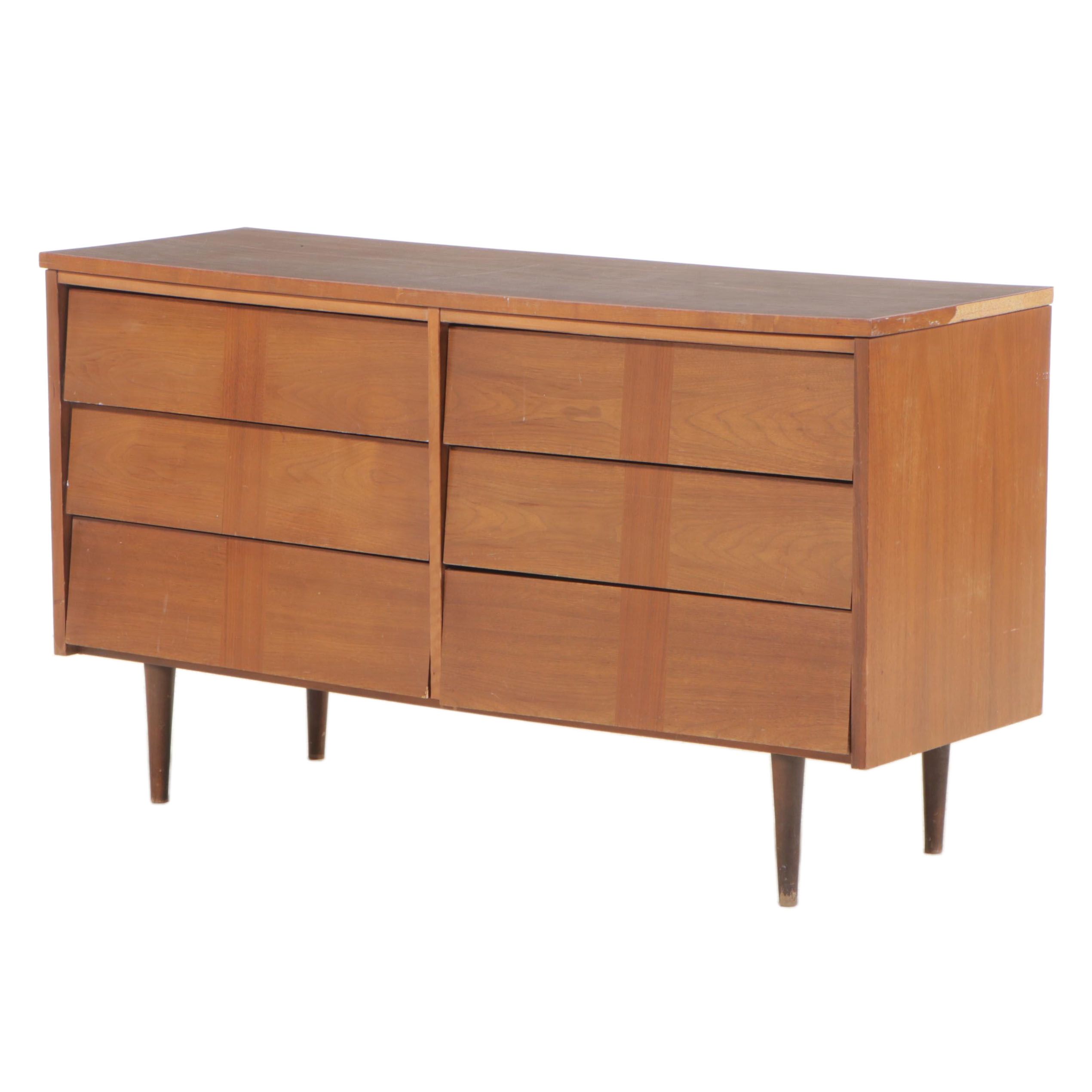 Ward Furniture Walnut and Laminate Modernist Double Dresser EBTH