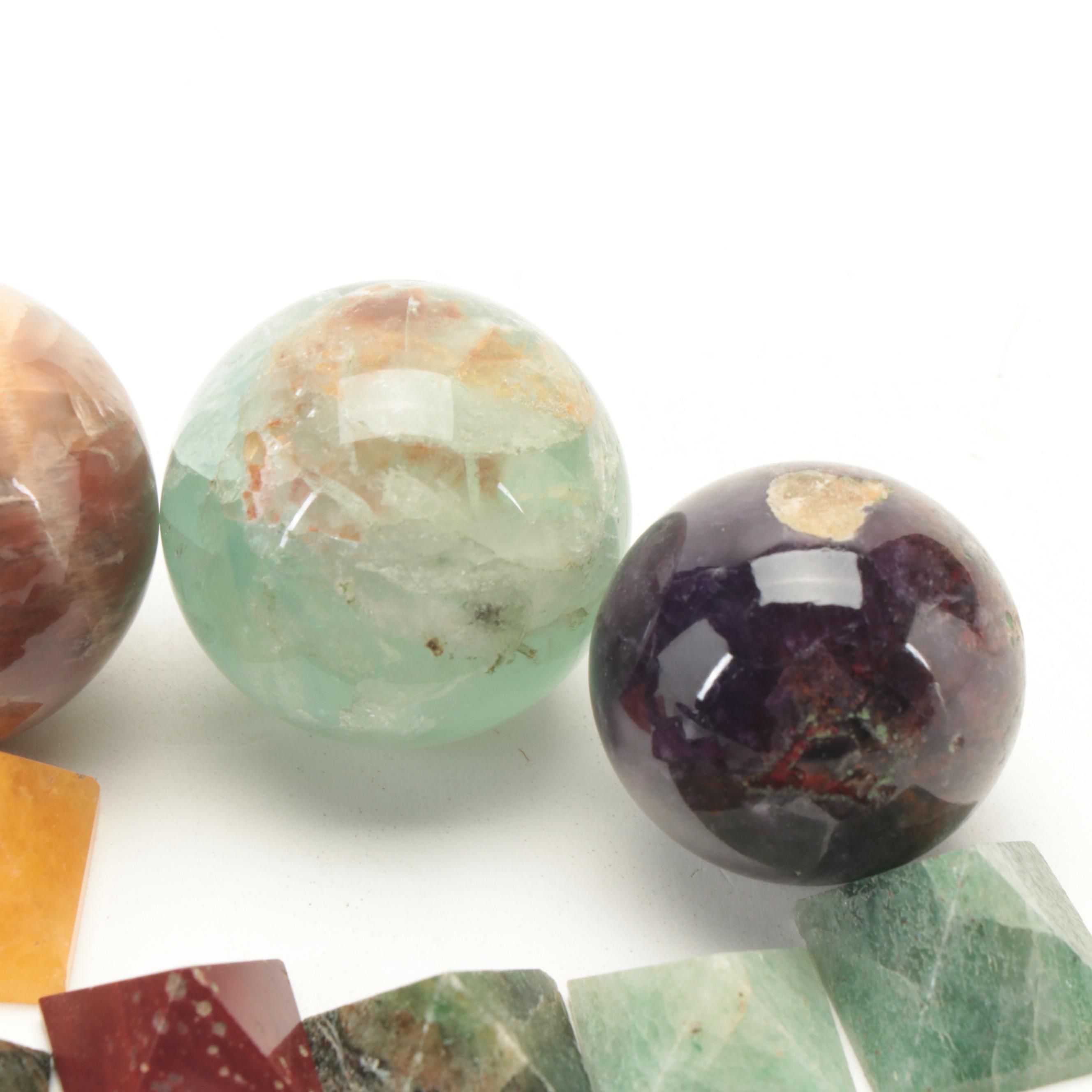 Carved Tiger's Eye Buddha Bust, Fluorite Ganesh, More Pyramids and