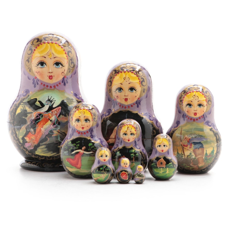 Russian Hand-Painted Fairytale Matryoshka Doll