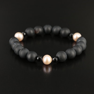 Black Onyx and Pearl Bracelet