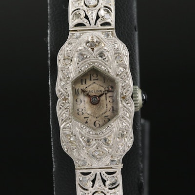 Vintage Solina 18K and Diamond Wristwatch