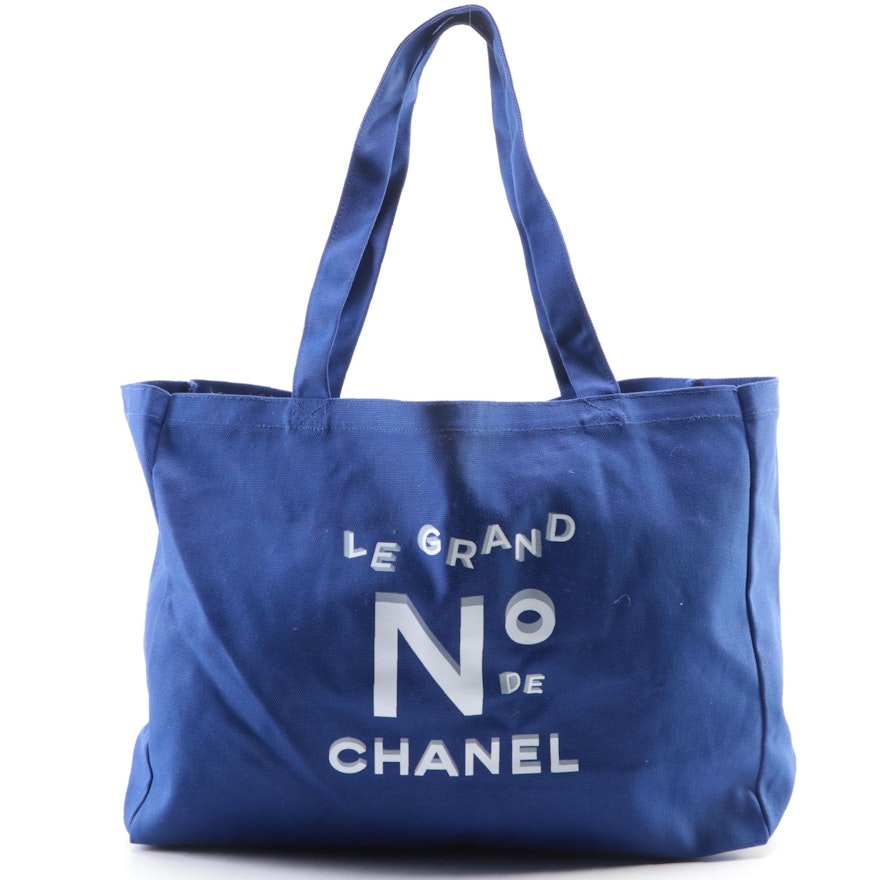 Chanel Parfums Promotional Tote Bag in Printed Blue Canvas