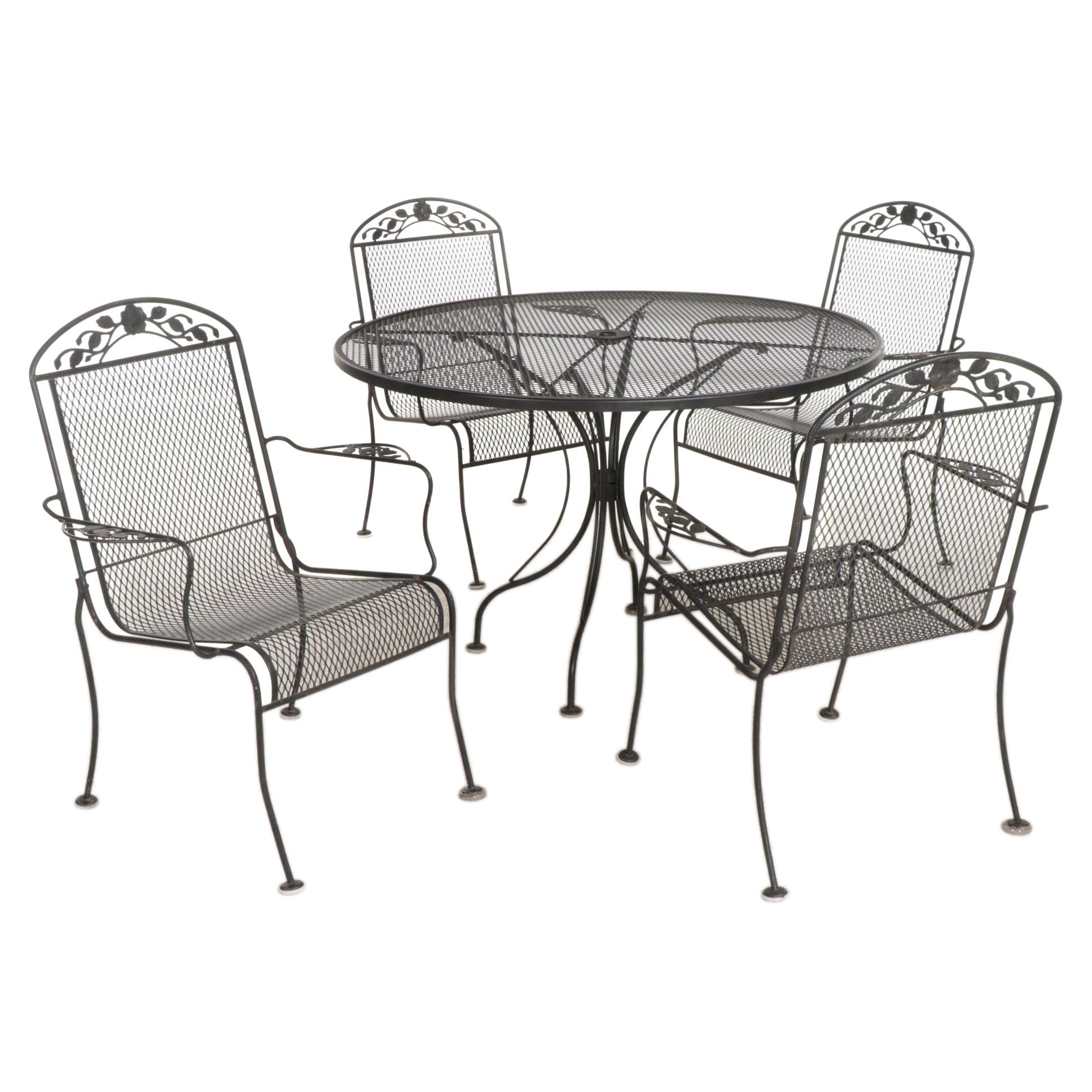 Metal Mesh Patio Dining Table and Four Chairs EBTH