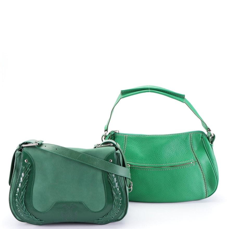 Cole Haan Small Shoulder Bag in Green Leather and Nubuck
